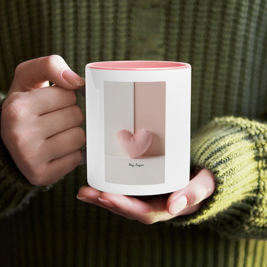 White 11oz Ceramic Mug with Color Inside Ceramic Pink